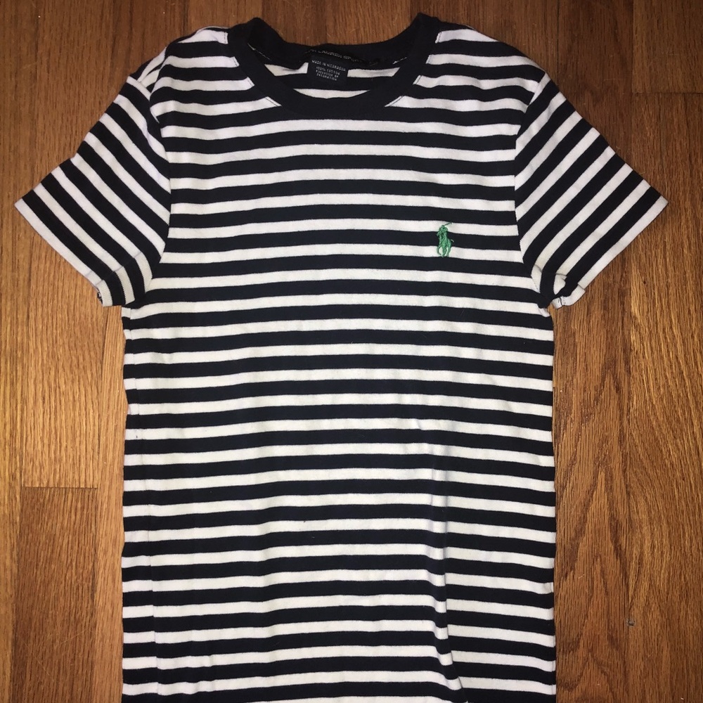 Navy and White Stripped Ralph Lauren Shirt